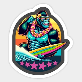 Retro Gorilla Surfer Sticker